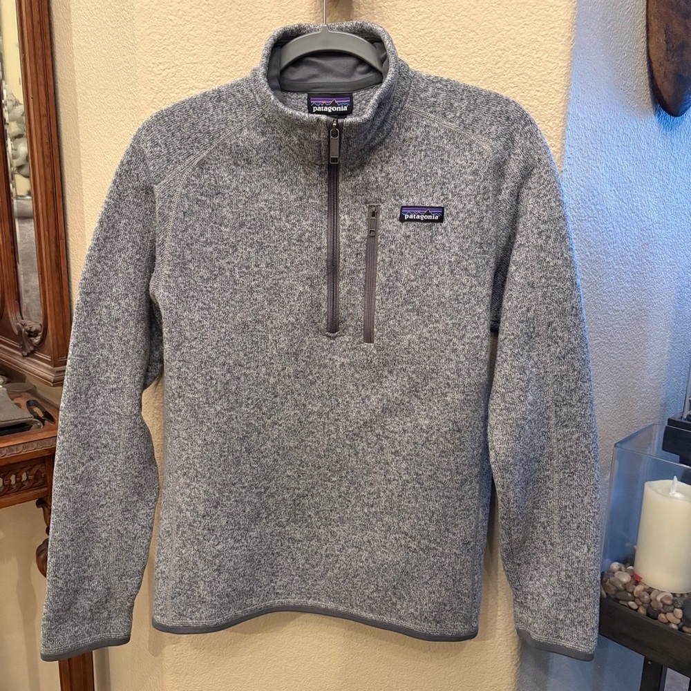 Patagonia Men Gray 1/4 Zip Better Sweater Fleece Pullover Size Small